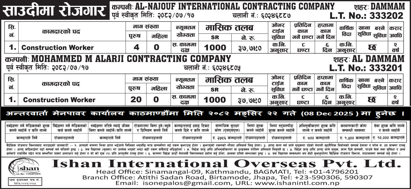 AL-NAJOUF INTERNATIONAL CONTRACTING COMPANY/ Mohammed M Alarji Contracting Company